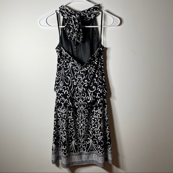 SOLD WHBM Black White Geometric Print Halter Dress - Picture 4 of 11